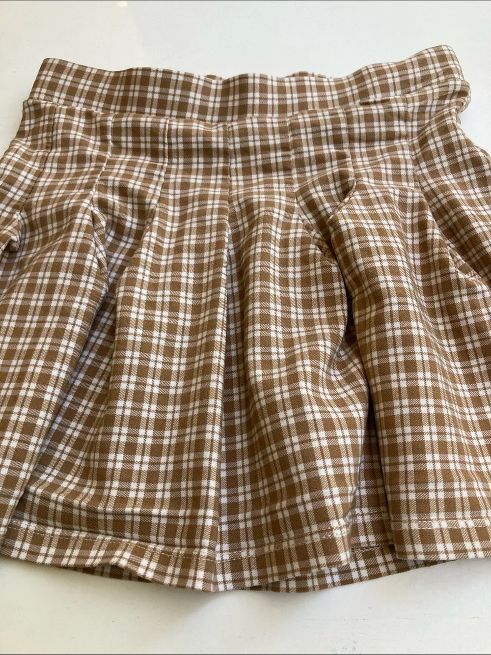 Full Tilt Brown Plaid Flared Mini Skirt